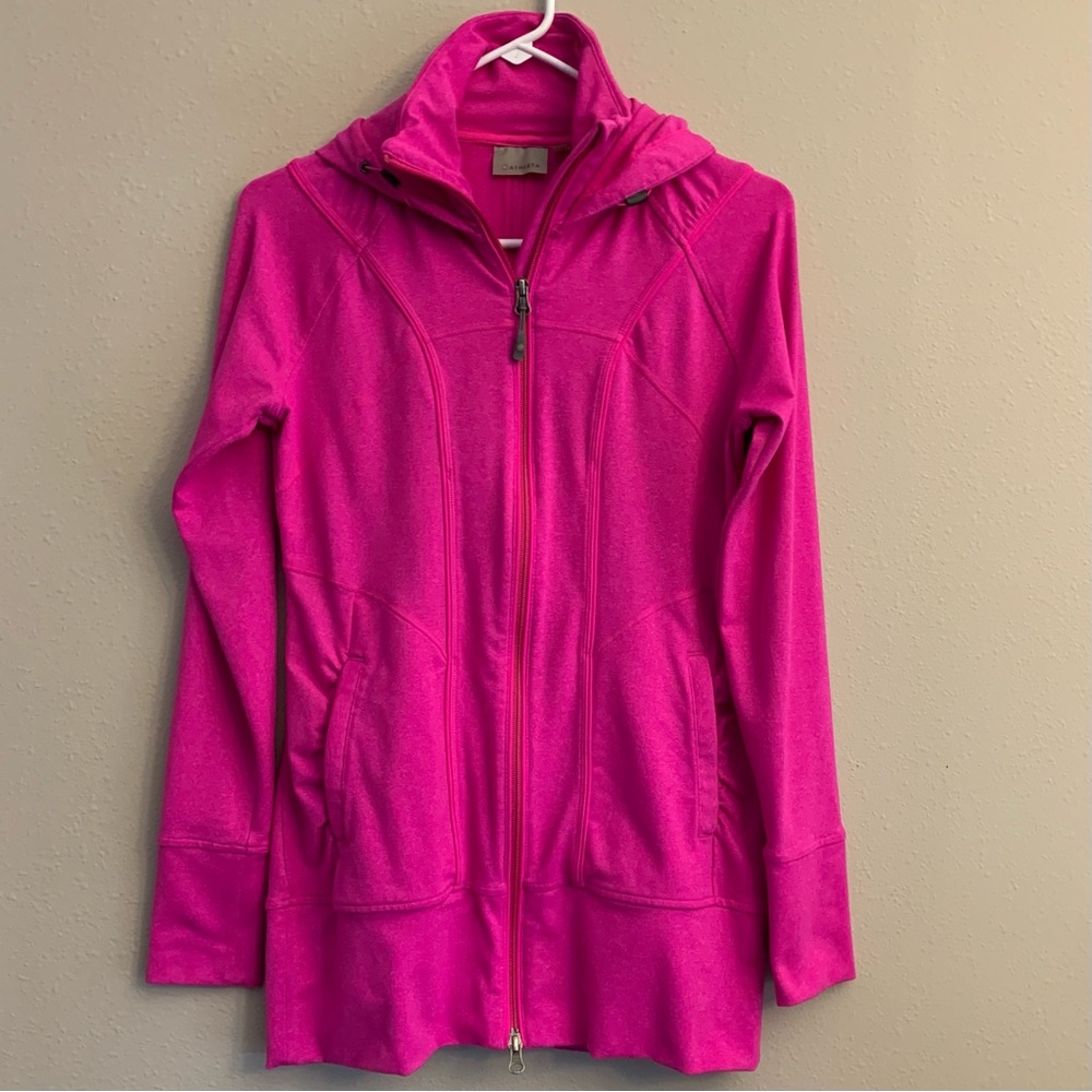 Athleta Womens Pink Full Zip Hooded Activewear Jacket Size X-Small